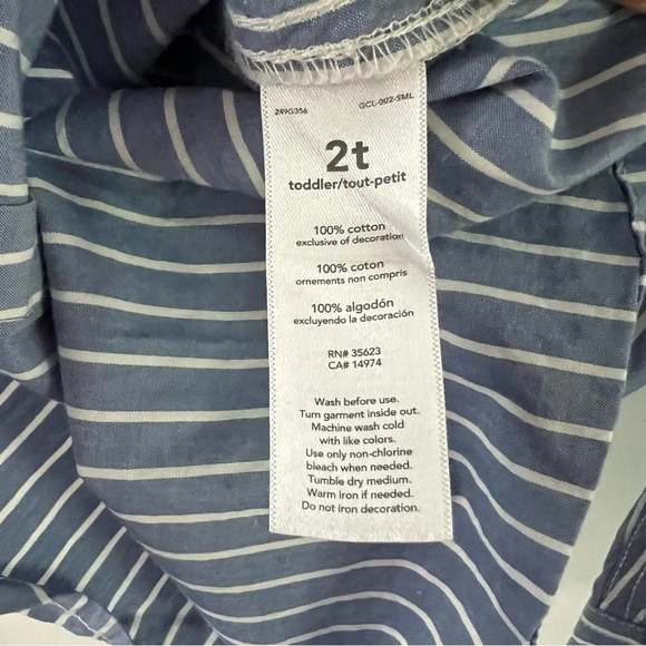 Carters 2T toddler boys blue white striped button down long sleeve dress shirt - Picture 6 of 6